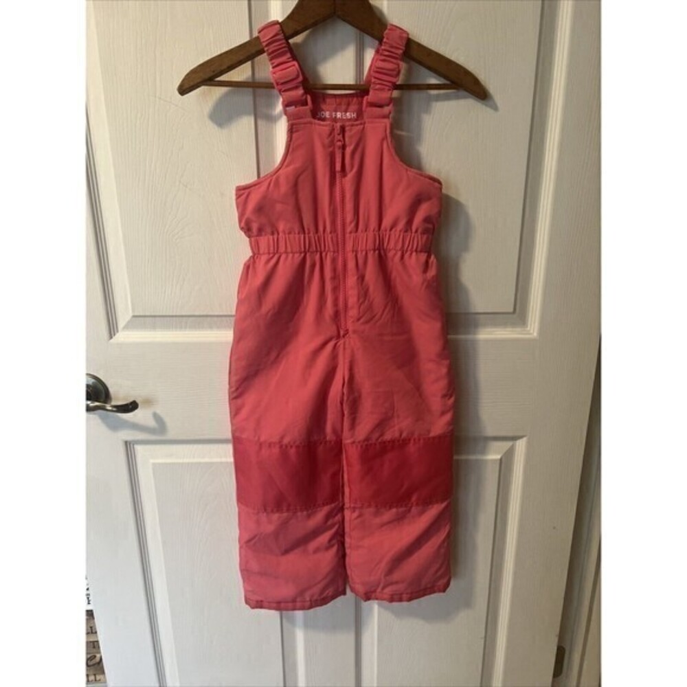 JOE FRESH Girls Snow Bib Overalls Pink‎ Ski Pants - Adjustable Straps Size 4
